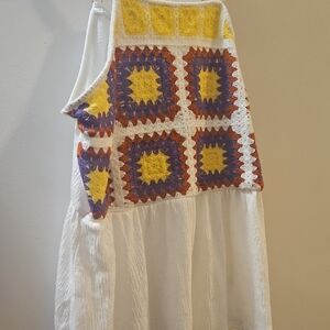Maurices White and Yellow Crochet Dress